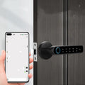 Puerta de cristal para habitación, puerta de madera interior, cerradura con huella dactilar, cerradura Bluetooth