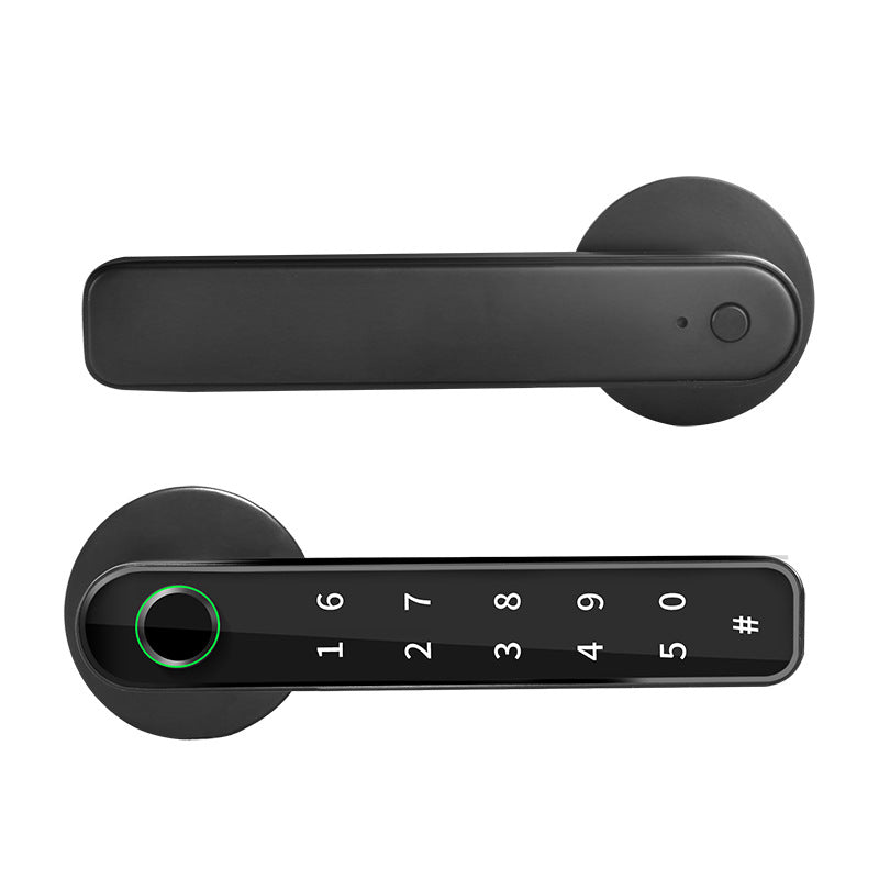 Puerta de cristal para habitación, puerta de madera interior, cerradura con huella dactilar, cerradura Bluetooth