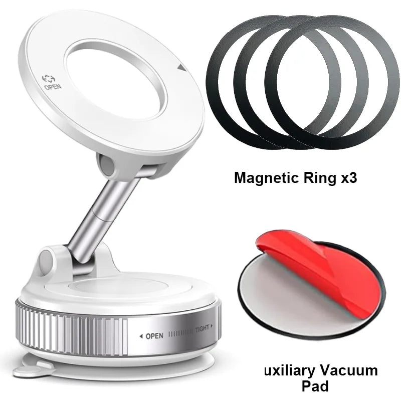 Soporte magnético para teléfono de coche con ventosa mecánica giratoria de 360° y soporte universal para navegación.