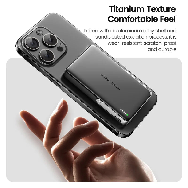 MOVESPEED S10Pro Power Bank magnético de 10000 mAh, batería externa portátil inalámbrica con soporte para MagSafe PowerBank para iPhone 16