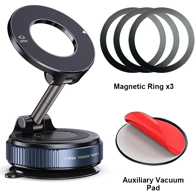Soporte magnético para teléfono de coche con ventosa mecánica giratoria de 360° y soporte universal para navegación.