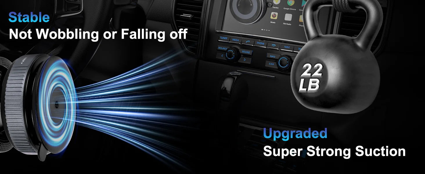 Soporte magnético para teléfono de coche con ventosa mecánica giratoria de 360° y soporte universal para navegación.