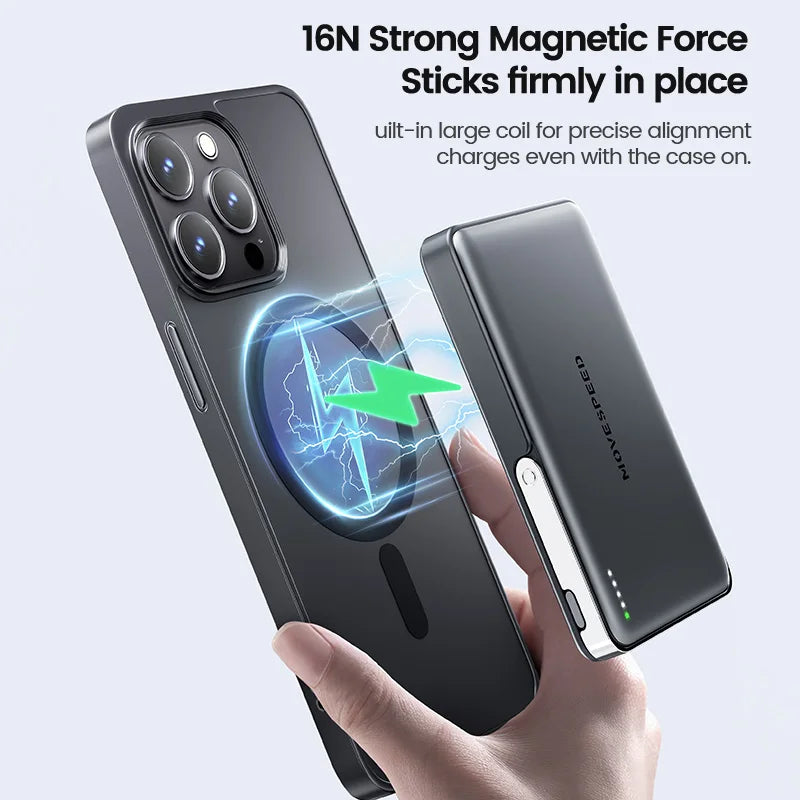 MOVESPEED S10Pro Power Bank magnético de 10000 mAh, batería externa portátil inalámbrica con soporte para MagSafe PowerBank para iPhone 16