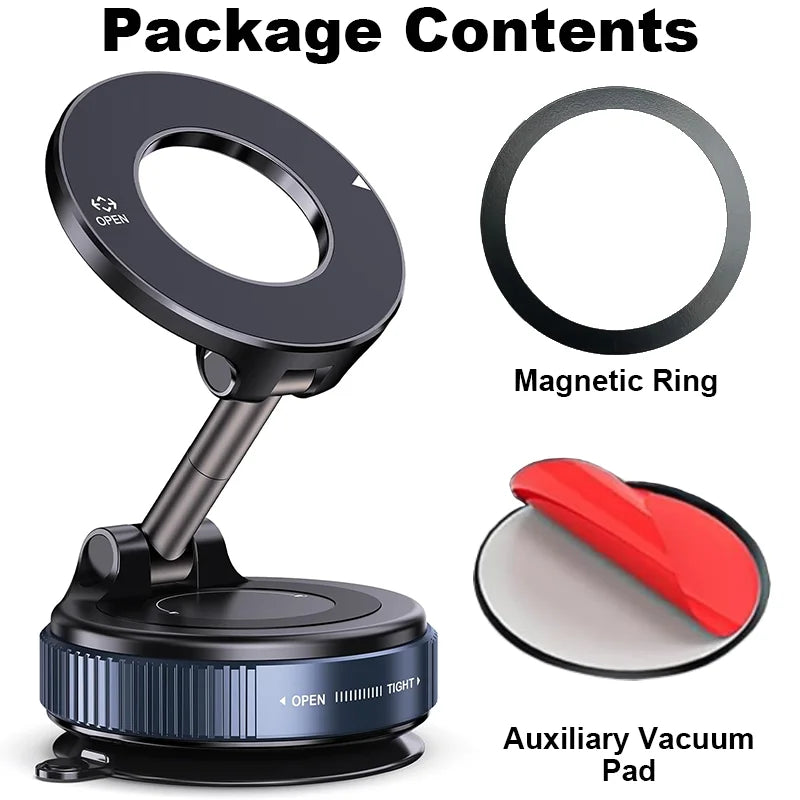 Soporte magnético para teléfono de coche con ventosa mecánica giratoria de 360° y soporte universal para navegación.