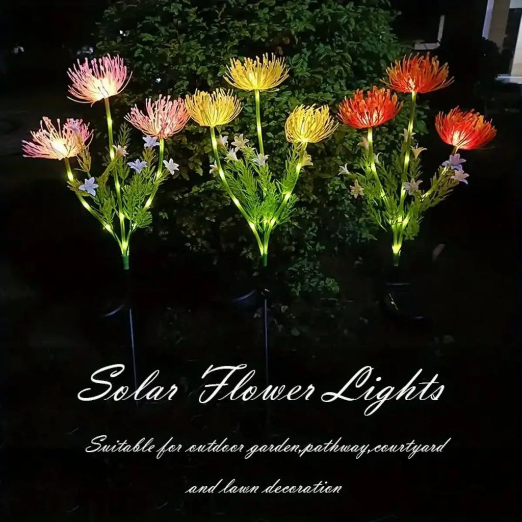 Luces solares para jardín, luces solares con forma de flores, flores y tallos luminosos, luz LED solar para exteriores para decoración de jardín, camino, terraza y patio.