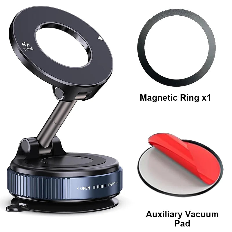 Soporte magnético para teléfono de coche con ventosa mecánica giratoria de 360° y soporte universal para navegación.