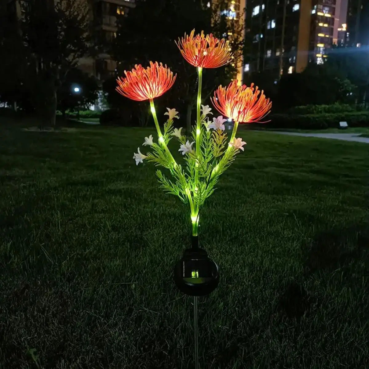 Luces solares para jardín, luces solares con forma de flores, flores y tallos luminosos, luz LED solar para exteriores para decoración de jardín, camino, terraza y patio.