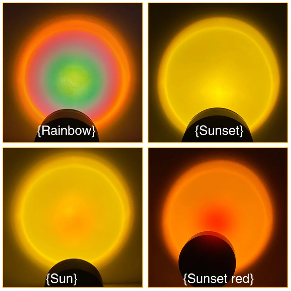 Lámpara USB con efecto atardecer, proyector de atardecer, luz ambiental.