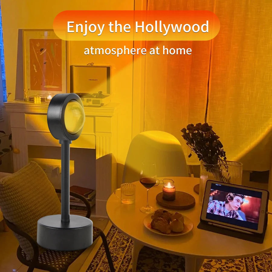 Lámpara USB con efecto atardecer, proyector de atardecer, luz ambiental.