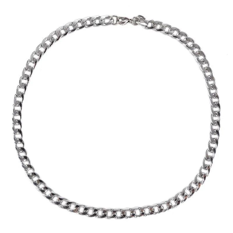 Collar tipo gargantilla de acero inoxidable con eslabones cubanos de 3 a 7 mm para hombre.