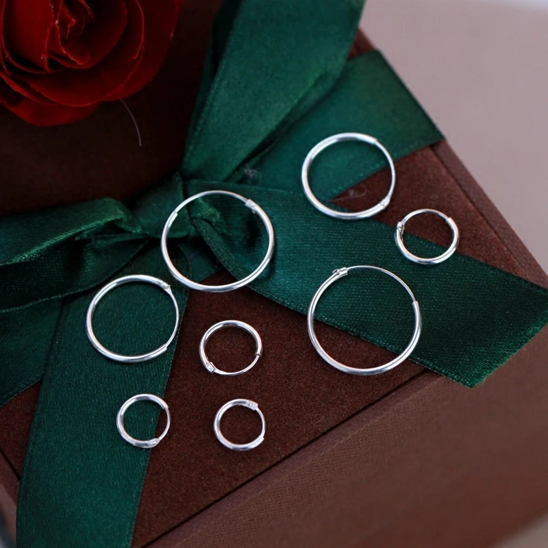 1 par de pendientes de aro pequeños de 2 mm de diámetro, color plata, de acero