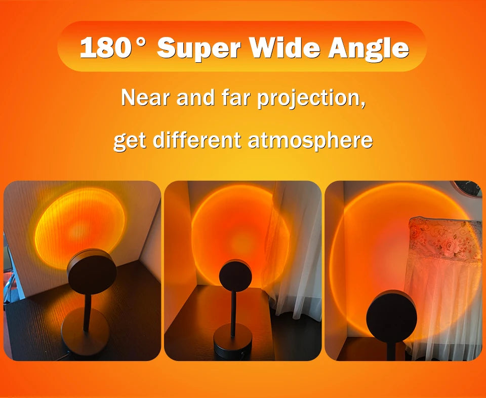 Lámpara USB con efecto atardecer, proyector de atardecer, luz ambiental.