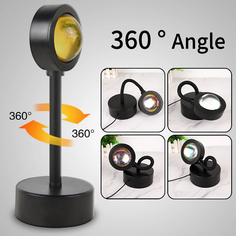 Lámpara USB con efecto atardecer, proyector de atardecer, luz ambiental.