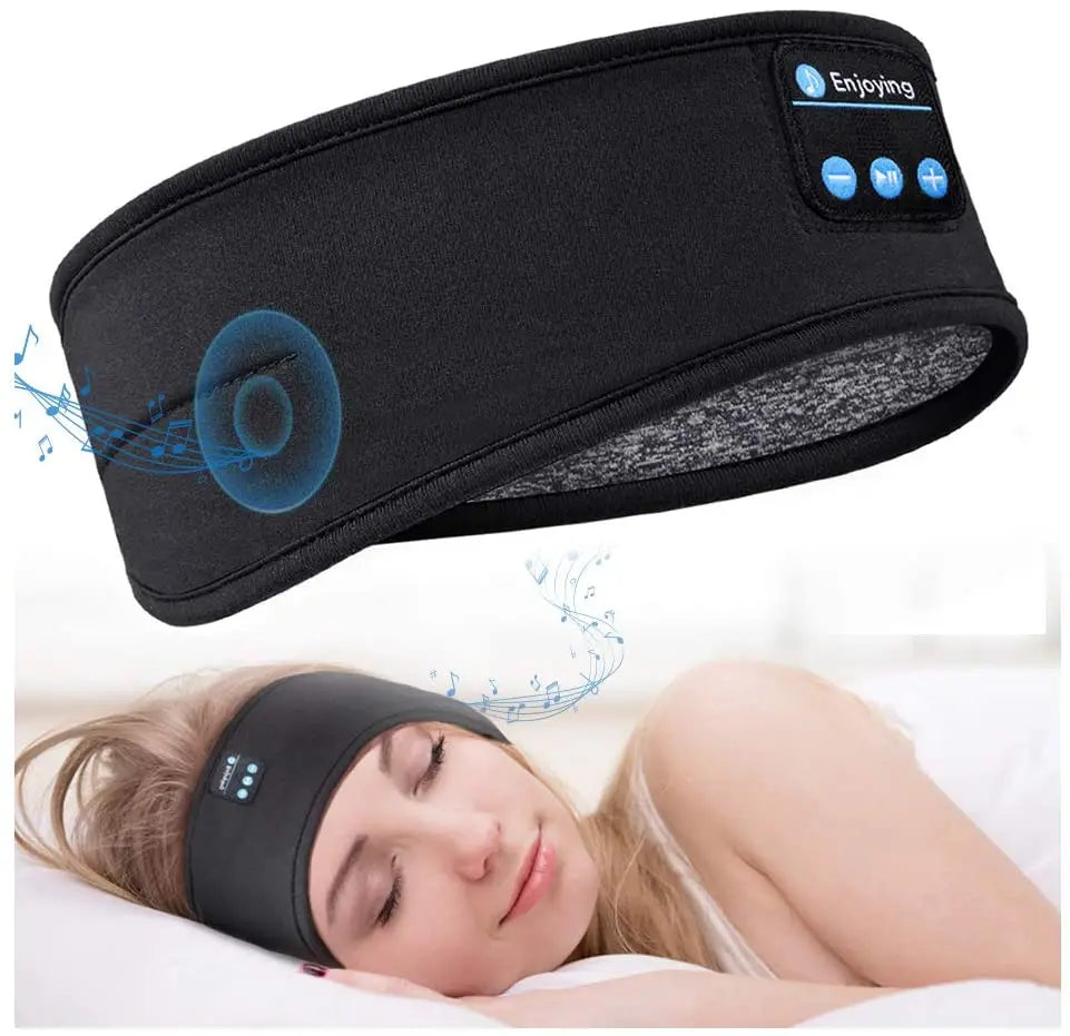 Auriculares para dormir, diadema deportiva, fina, suave, elástica, cómoda, auriculares inalámbricos para música, antifaz para dormir de lado.