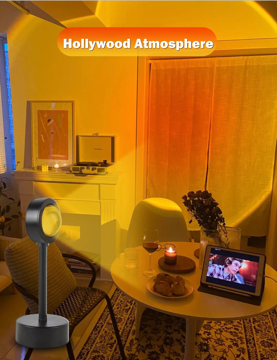 Lámpara USB con efecto atardecer, proyector de atardecer, luz ambiental.