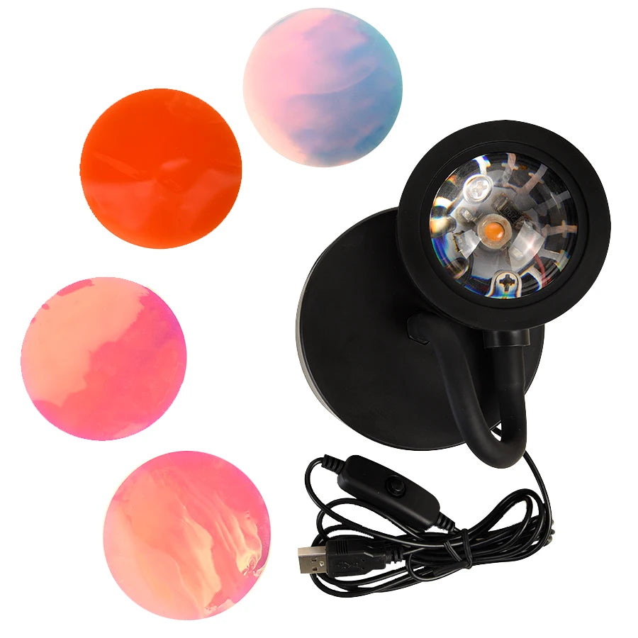 Lámpara USB con efecto atardecer, proyector de atardecer, luz ambiental.