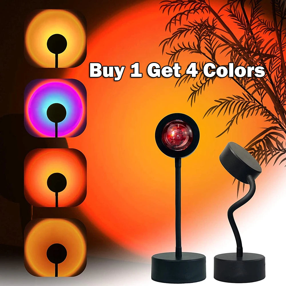 Lámpara USB con efecto atardecer, proyector de atardecer, luz ambiental.