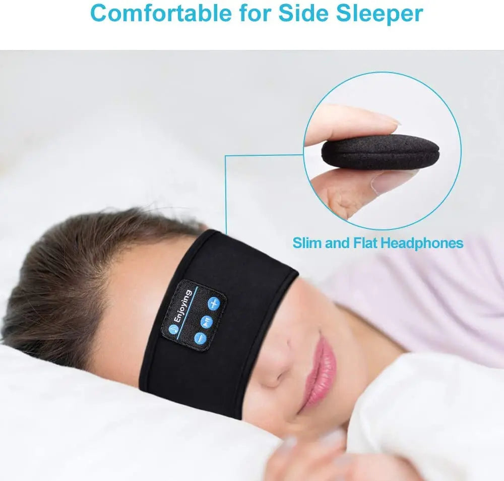 Auriculares para dormir, diadema deportiva, fina, suave, elástica, cómoda, auriculares inalámbricos para música, antifaz para dormir de lado.