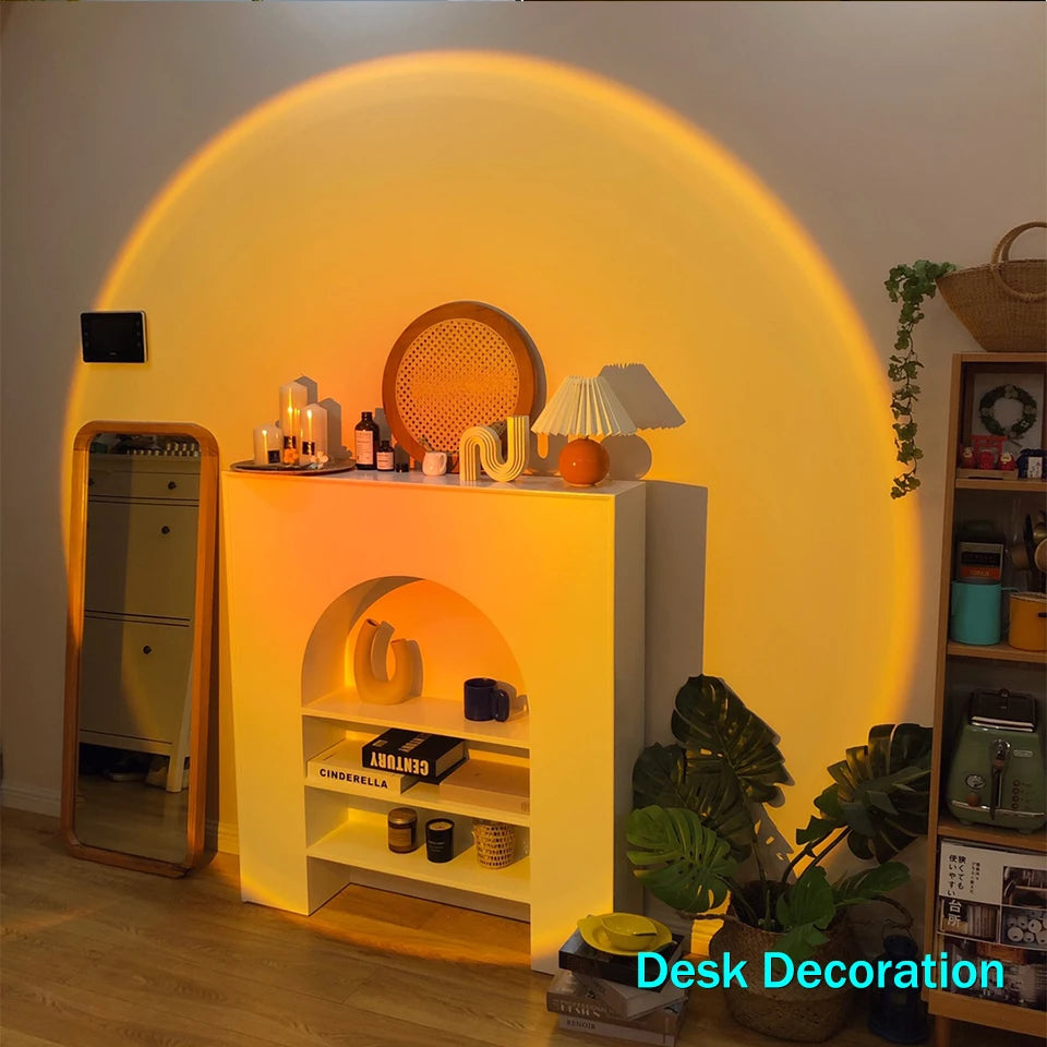 Lámpara USB con efecto atardecer, proyector de atardecer, luz ambiental.
