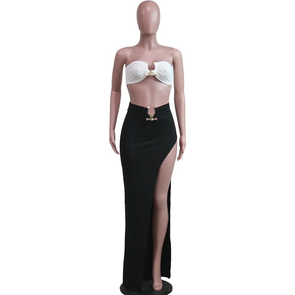 Traje de falda asimétrico y sexy para mujer, estilo casual europeo y americano, ideal para la playa.