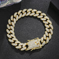 Pulsera de lujo con cadena cubana y diamantes de imitación para hombre, joyería hip-hop con cristales engastados, pulsera brillante de acero inoxidable, regalo