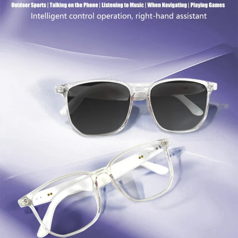 Gafas inteligentes GS03 mejoradas con cámara, grabación de vídeo, reconocimiento fotográfico por IA, traducción de llamadas por Bluetooth y asistente de voz.