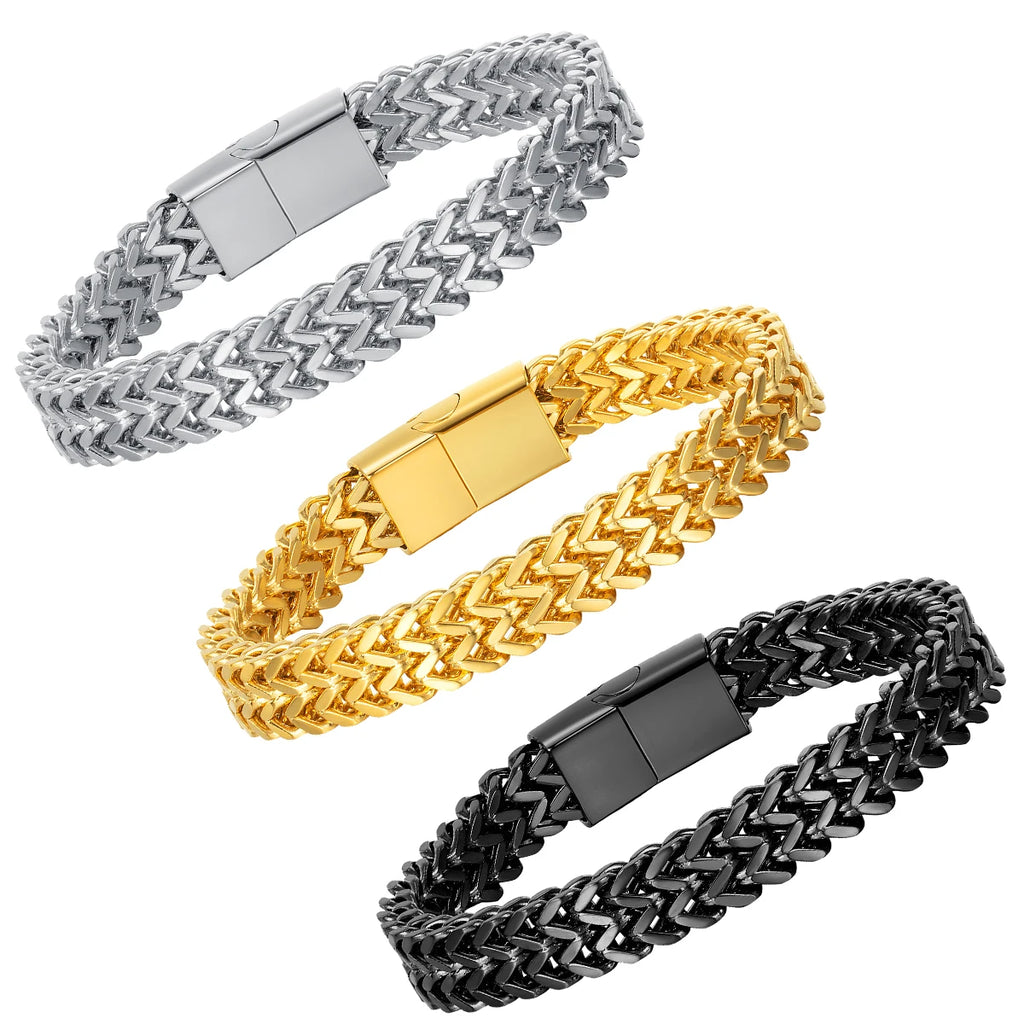 Pulsera cubana de moda para hombre, pulsera de acero inoxidable para mujer, pulsera unisex para pareja, cadena de muñeca, joyería