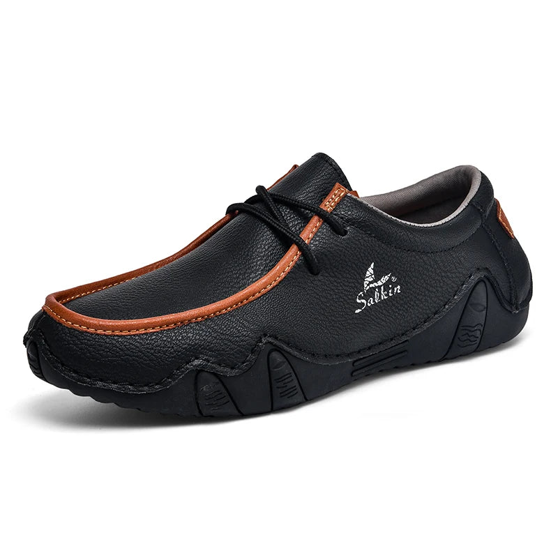 Zapatillas de moda para mujer, hechas a mano, de cuero, estilo casual, con plataforma, mocasines, transpirables, para conducir, tallas grandes.