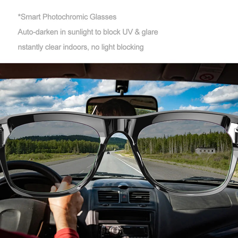 Gafas inteligentes 4K HD con IA, fotocromáticas, multifunción, Bluetooth, llamadas, asistente de voz, reproductor de música, traductor y cámara.