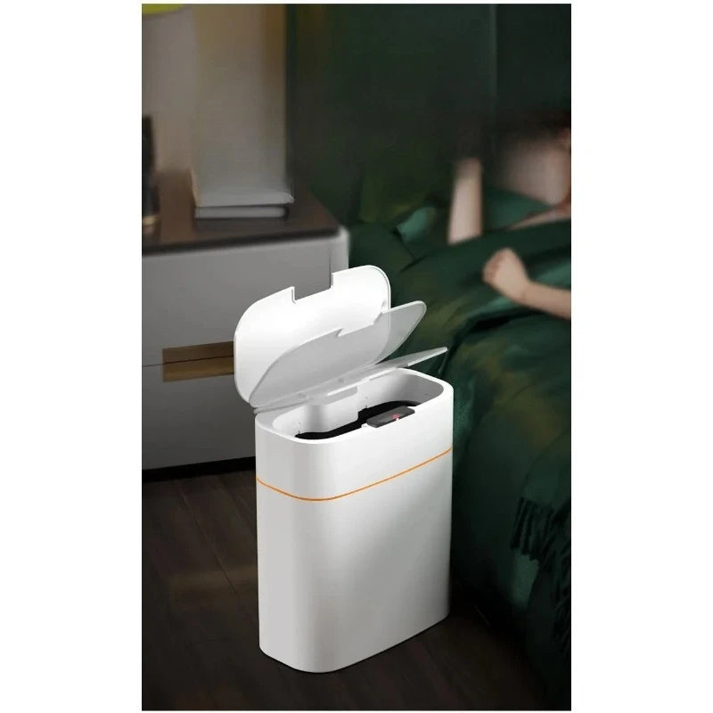Cubo de basura inteligente para salón, baño y dormitorio, cubo de basura doméstico versátil con tapa de apertura mediante sensor eléctrico.