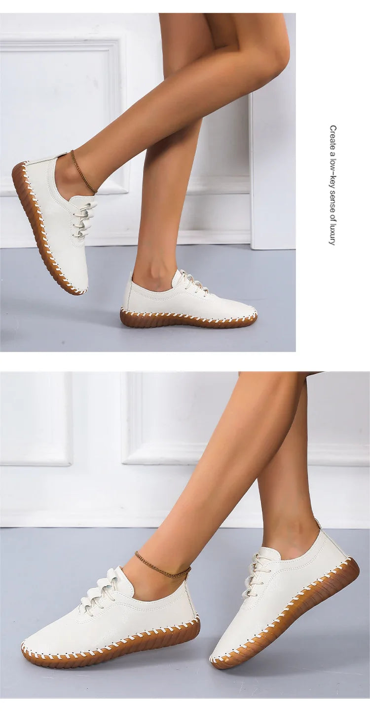 Zapatos planos para mujer 2025, nuevos, hechos a mano, zapatillas deportivas para mujer, zapatos casuales de moda para mamá, mocasines cómodos para mujer, tallas grandes 35-43.