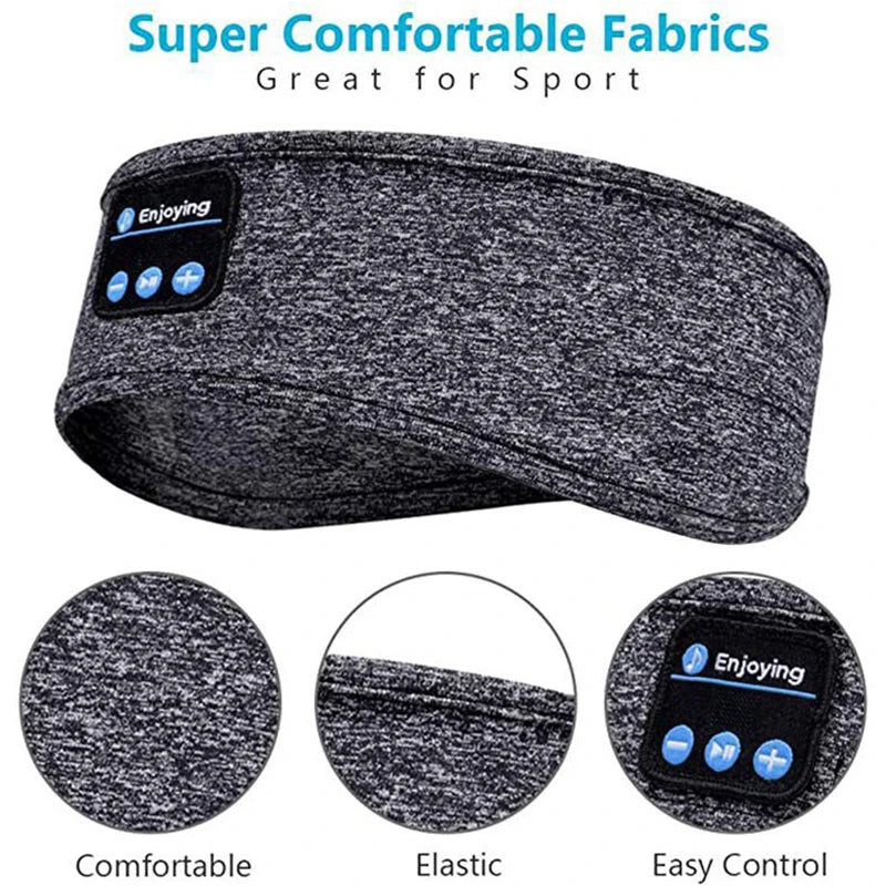 Antifaz para dormir con auriculares Bluetooth, diadema fina, suave y elástica, cómodos auriculares inalámbricos para escuchar música, antifaz para dormir de lado.