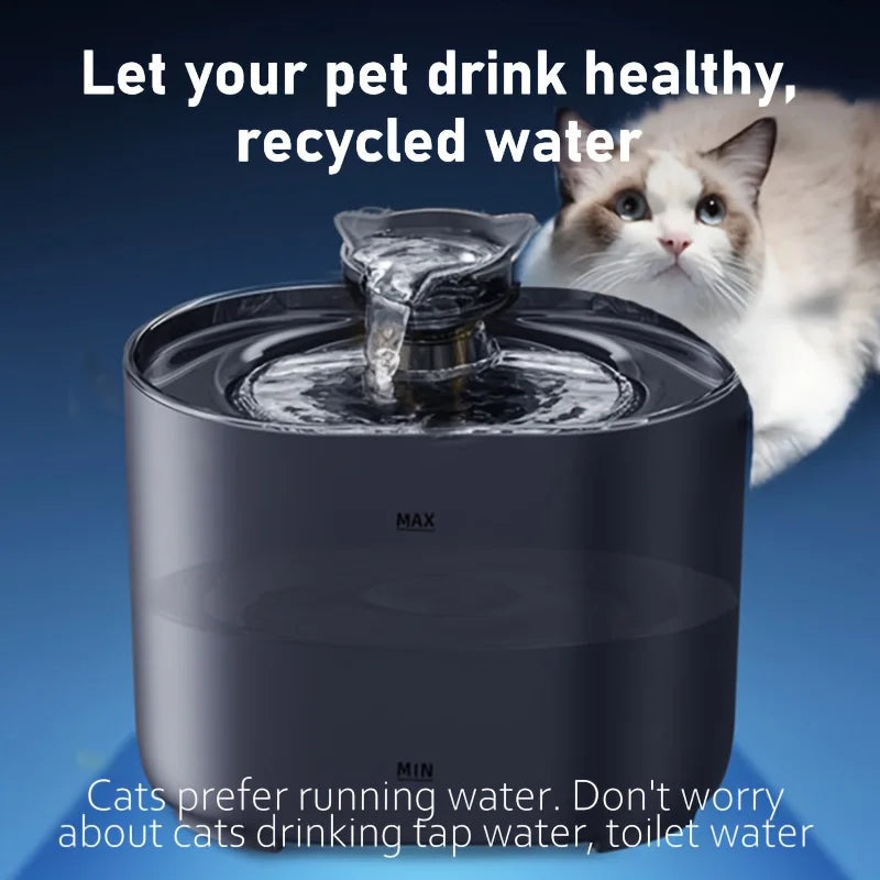 1 fuente de agua para mascotas de 2,2 L con dispensador automático de agua, agua potable fresca y filtrada, y funcionamiento silencioso.