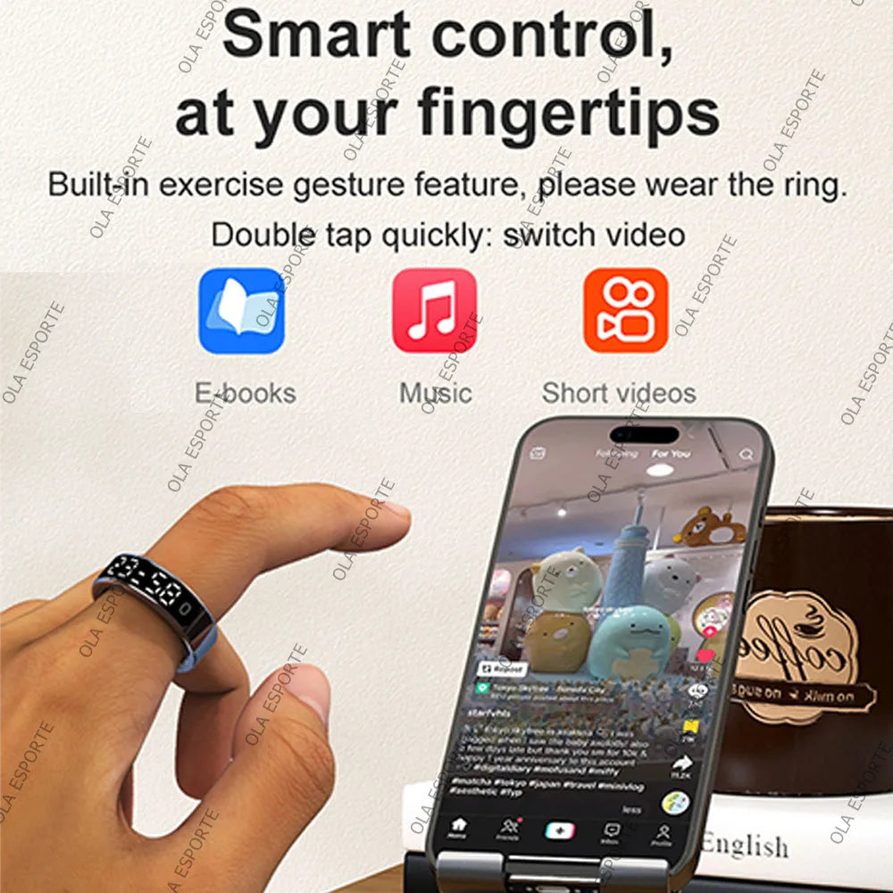 Anillo inteligente 2026 con pantalla táctil, carga inalámbrica, control inteligente, gestor de salud y resistencia al agua de 5 ATM para hombres y mujeres. Nuevos anillos.