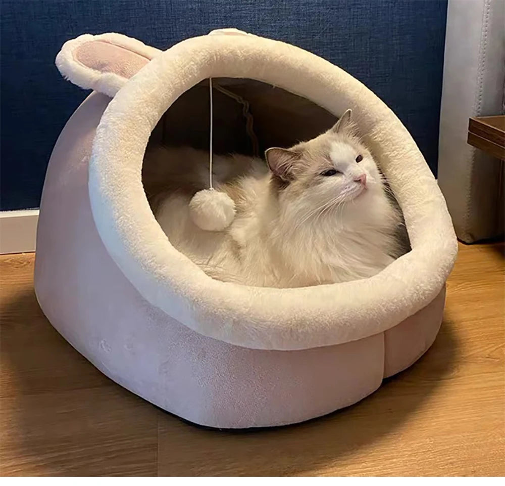 Cama para gatos Deep Sleep con diseño de dibujos animados, cama plegable, extraíble y lavable para mascotas, ideal para perros pequeños. Cama tipo cueva para gatos.