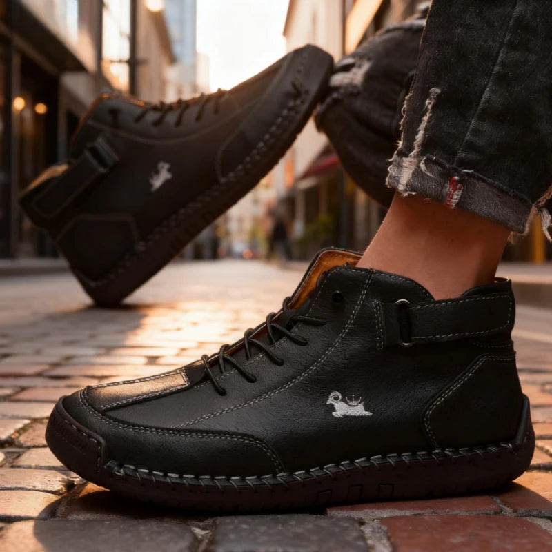 Botas de cuero hechas a mano Barefoot para hombre, ideales para primavera y otoño. Mocasines cómodos y suaves, estilo retro, antideslizantes y con caída cero.
