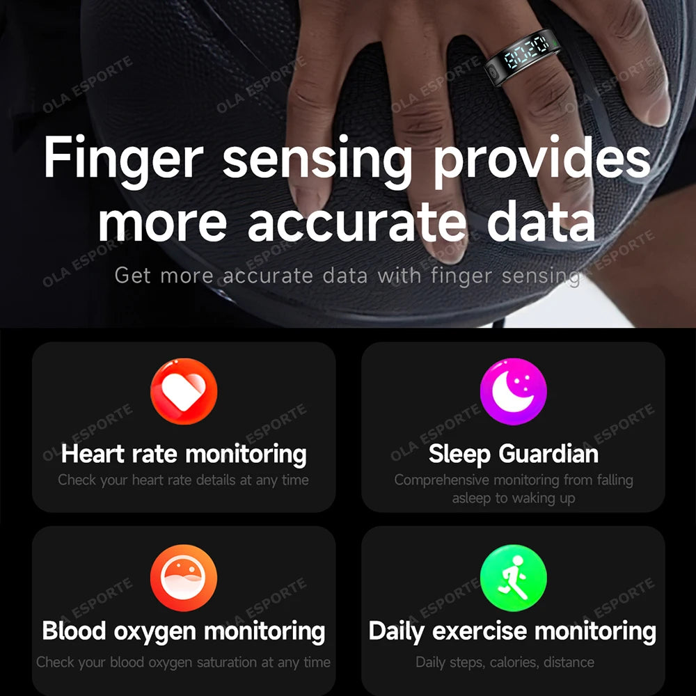 Anillo inteligente con pantalla táctil, gestor de salud, control por gestos y vídeo, resistente al agua hasta 5 ATM. Para hombres y mujeres. Nuevo anillo inteligente 2025.