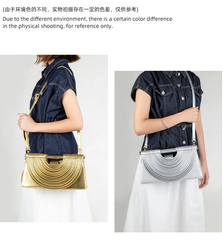 Bolsos de mano para mujer 2025, nuevos, dorados, de lujo, de marca de diseñador, tejidos a mano, estilo hobo, plateados, elegantes, de noche.
