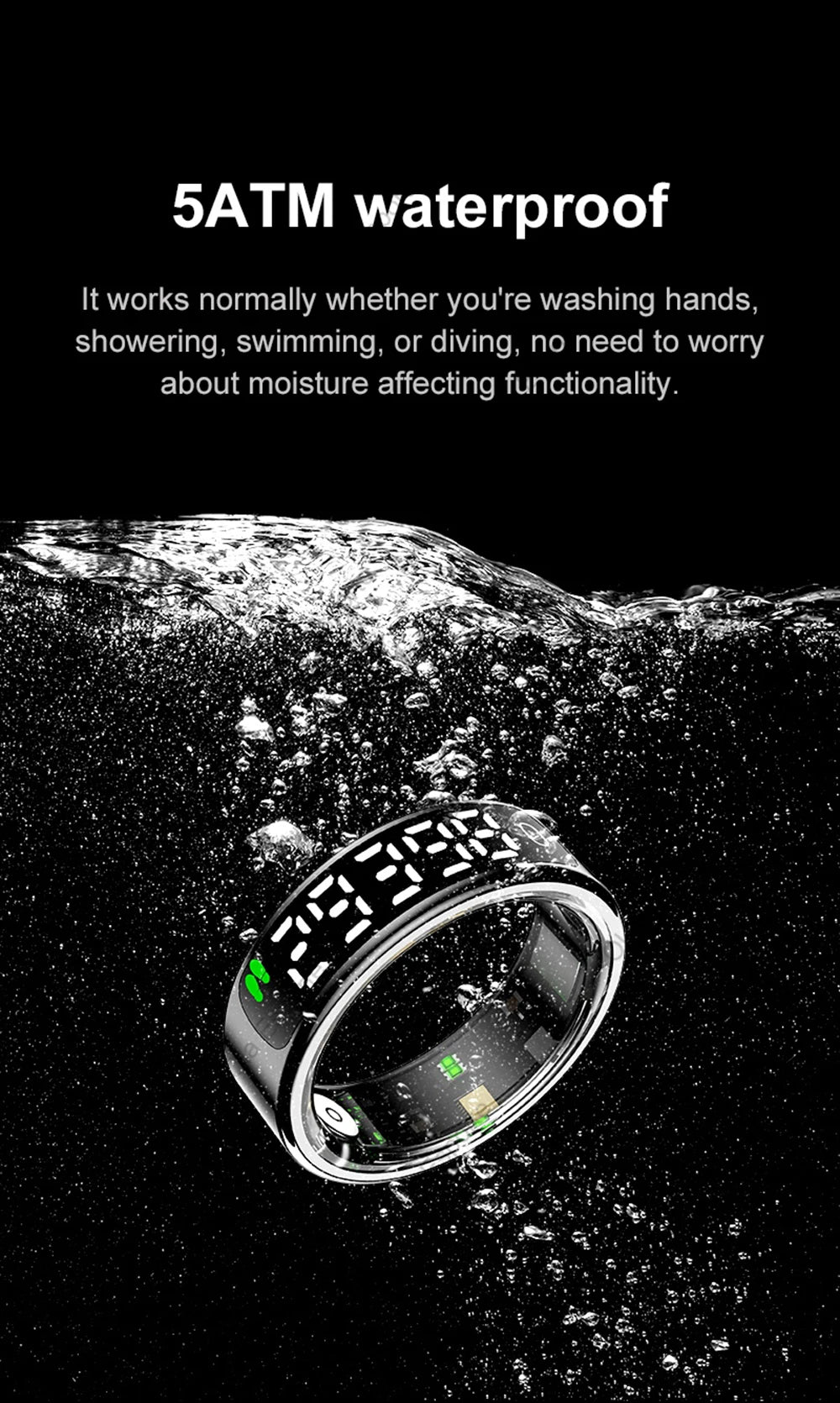 Anillo inteligente 2026 con pantalla táctil, carga inalámbrica, control inteligente, gestor de salud y resistencia al agua de 5 ATM para hombres y mujeres. Nuevos anillos.