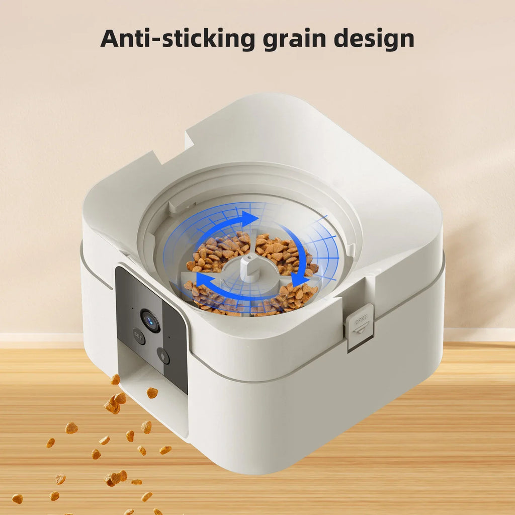 Comedero automático inteligente para mascotas de 2 litros con Wi-Fi y cámara HD 1080P, control por aplicación para alimentar a perros y gatos a distancia.