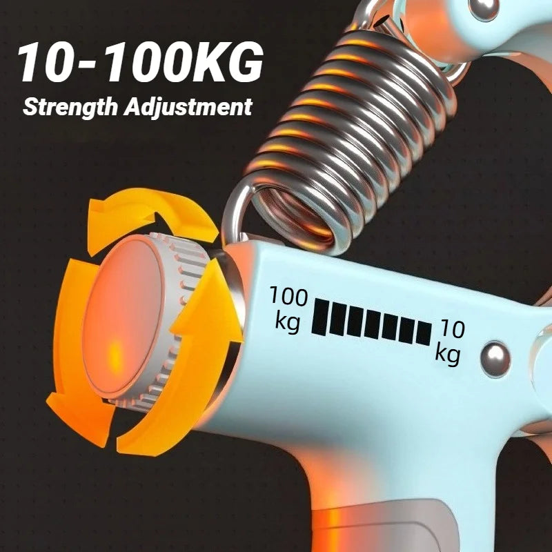 Entrenador fortalecedor de agarre manual ajustable de 10 a 100 kg con contrapeso para muñeca y antebrazo, y ejercitador para el desarrollo muscular.