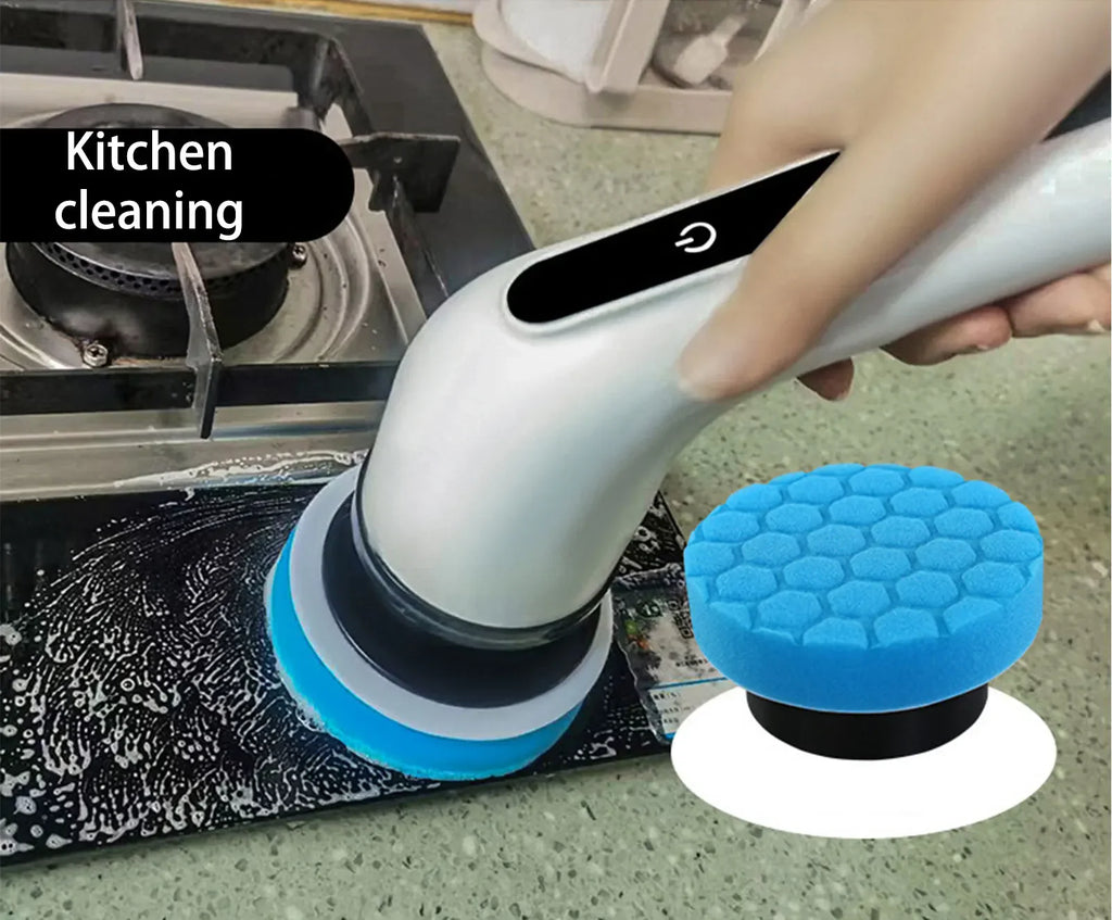 Cepillo de limpieza eléctrico 9 en 1 de 2000 mAh, herramienta de limpieza para cocina y baño.
