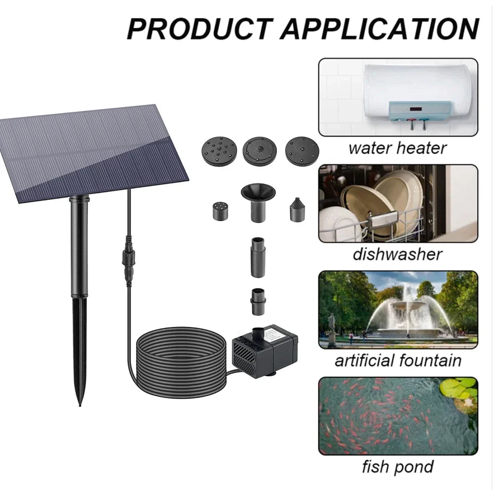 Fuente de agua de 5W 5V para decoración de jardín con estaca, panel solar, bomba de agua, sistema de riego, kits de ahorro de energía para acuarios.
