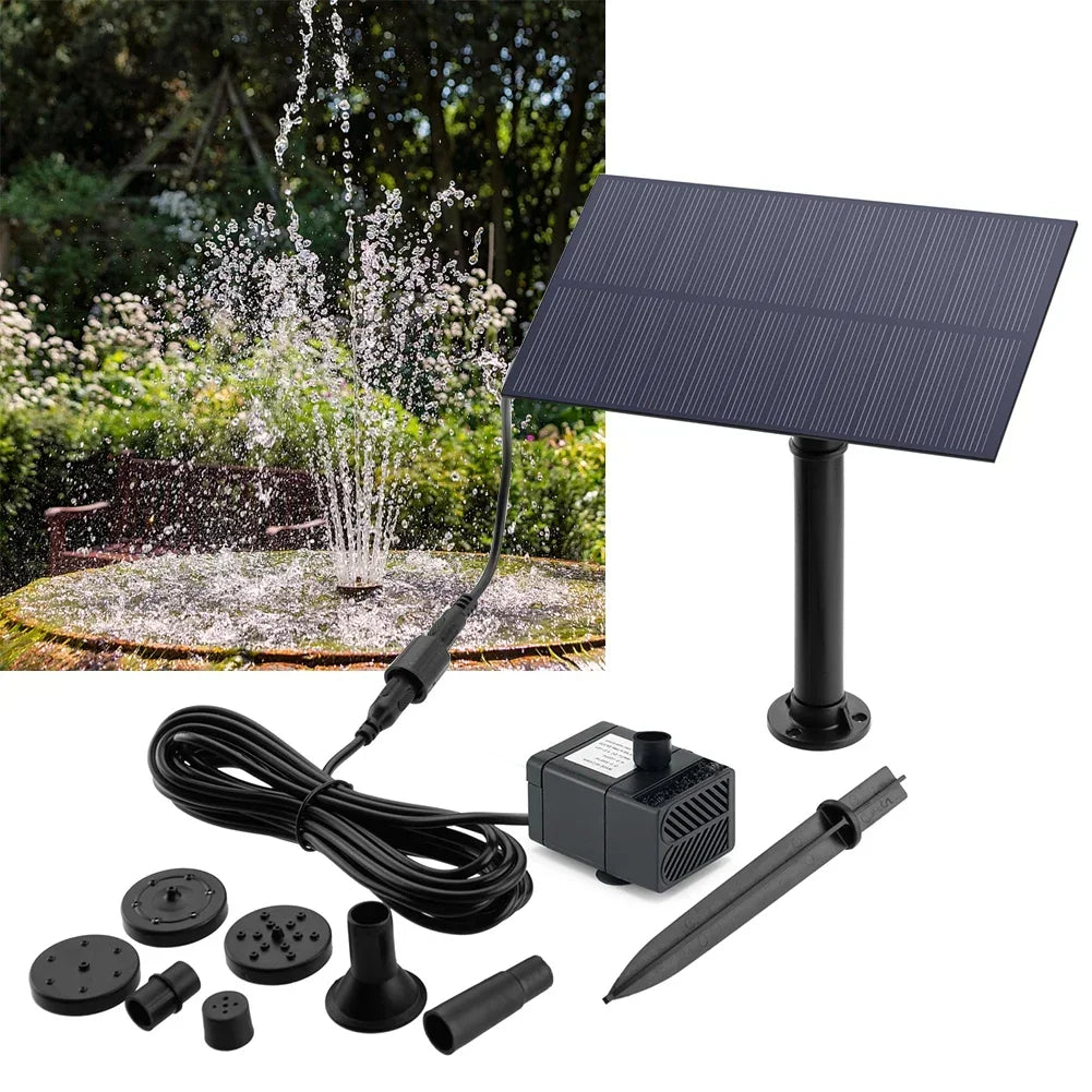 Fuente de agua de 5W 5V para decoración de jardín con estaca, panel solar, bomba de agua, sistema de riego, kits de ahorro de energía para acuarios.