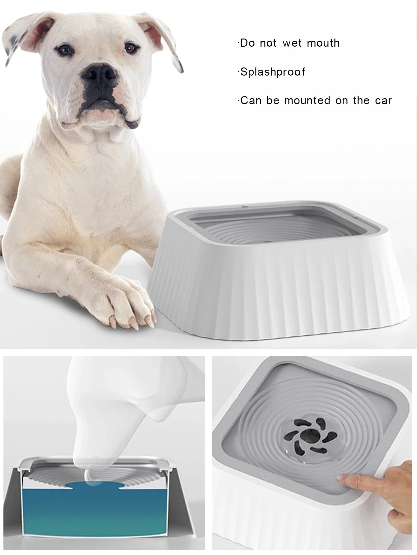 Fuente de agua para mascotas con platos flotantes, bebedero antiderrame para perros, bebedero lento y limpio, antisalpicaduras para mascotas (perros y mascotas).