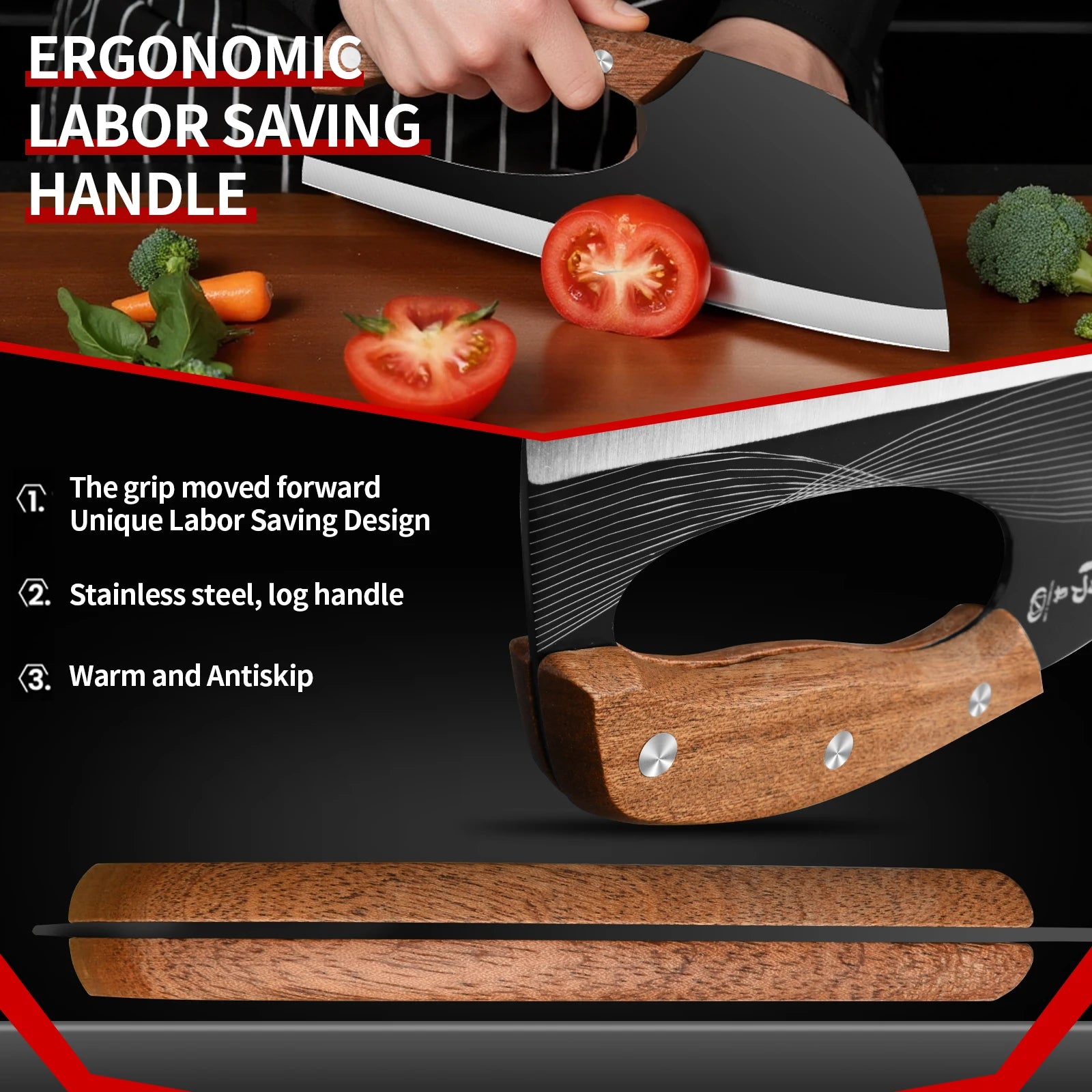 Cuchillo de cocina multifuncional que ahorra esfuerzo, afilado para cortar verduras y carne, ideal para matar pescado y como cuchillo de chef profesional.