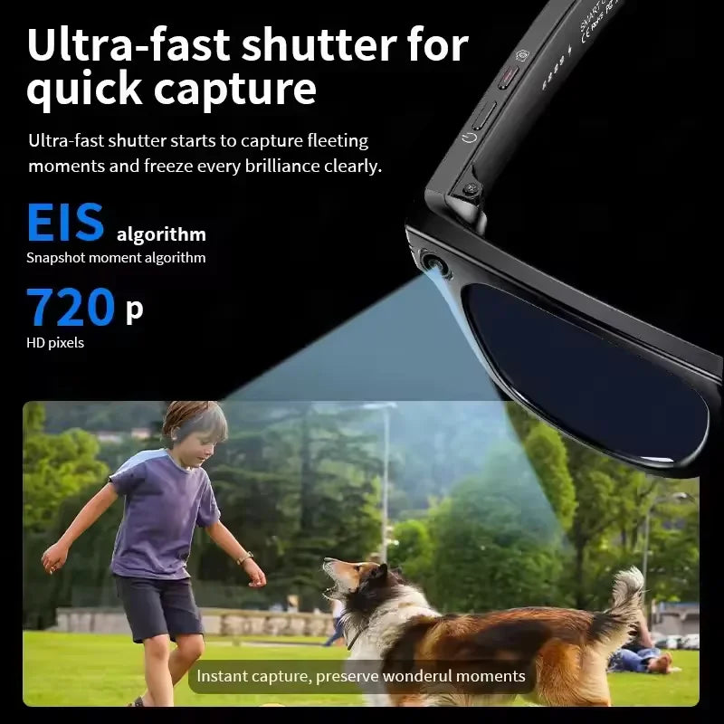 Gafas inteligentes con IA, 800 W, estabilización de imagen, cámara HD, grabación de vídeo, traducción de idiomas, Bluetooth, llamadas y reproducción de música. Para hombre y mujer.