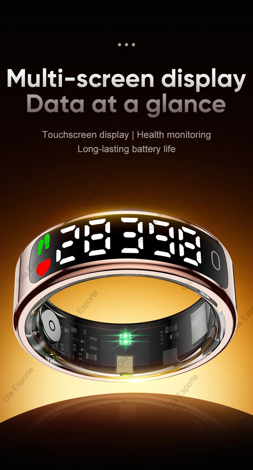 Anillo inteligente 2026 con pantalla táctil, carga inalámbrica, control inteligente, gestor de salud y resistencia al agua de 5 ATM para hombres y mujeres. Nuevos anillos.