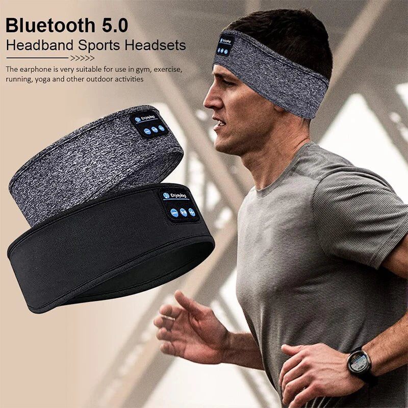 Antifaz para dormir con auriculares Bluetooth, diadema fina, suave y elástica, cómodos auriculares inalámbricos para escuchar música, antifaz para dormir de lado.