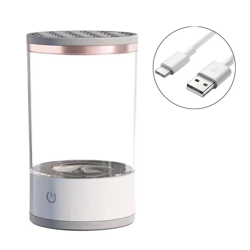 Limpiador eléctrico de brochas de maquillaje, herramienta recargable para limpiar brochas de maquillaje, soporte automático para limpiar brochas de maquillaje.